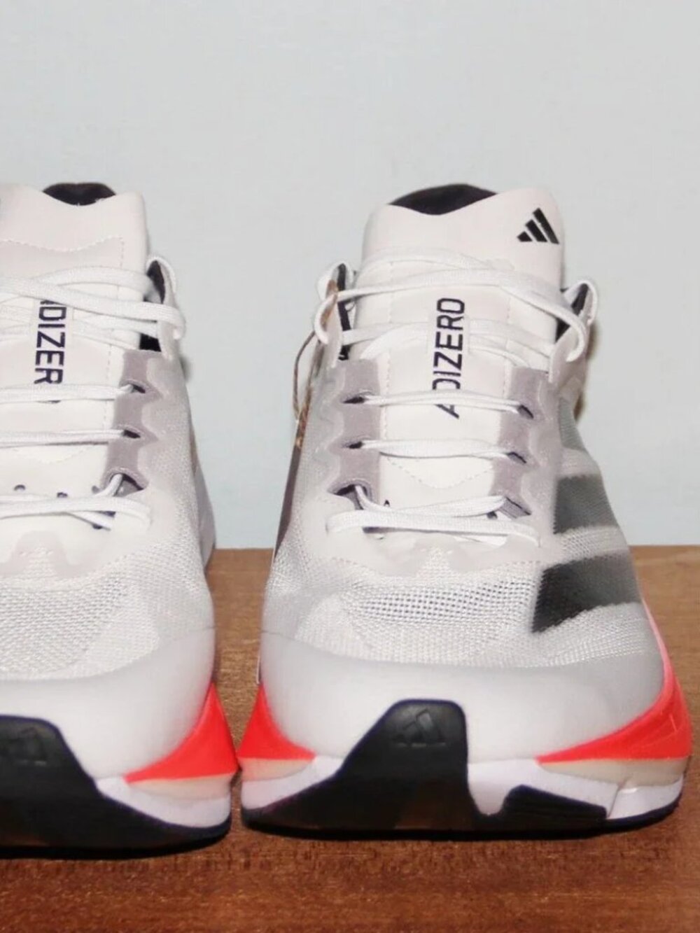 Adidas Adizero Boston 12 Running Shoes Mens 11.5 White Solar Red